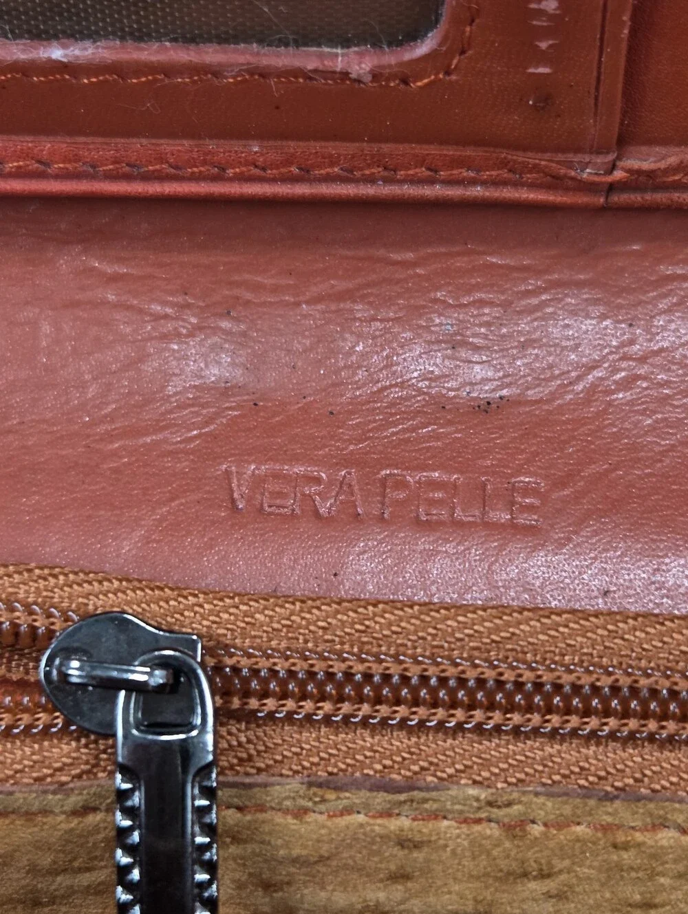 Vera Pelle Burnt Orange Croc Embossed Leather Kiss Lock Wallet